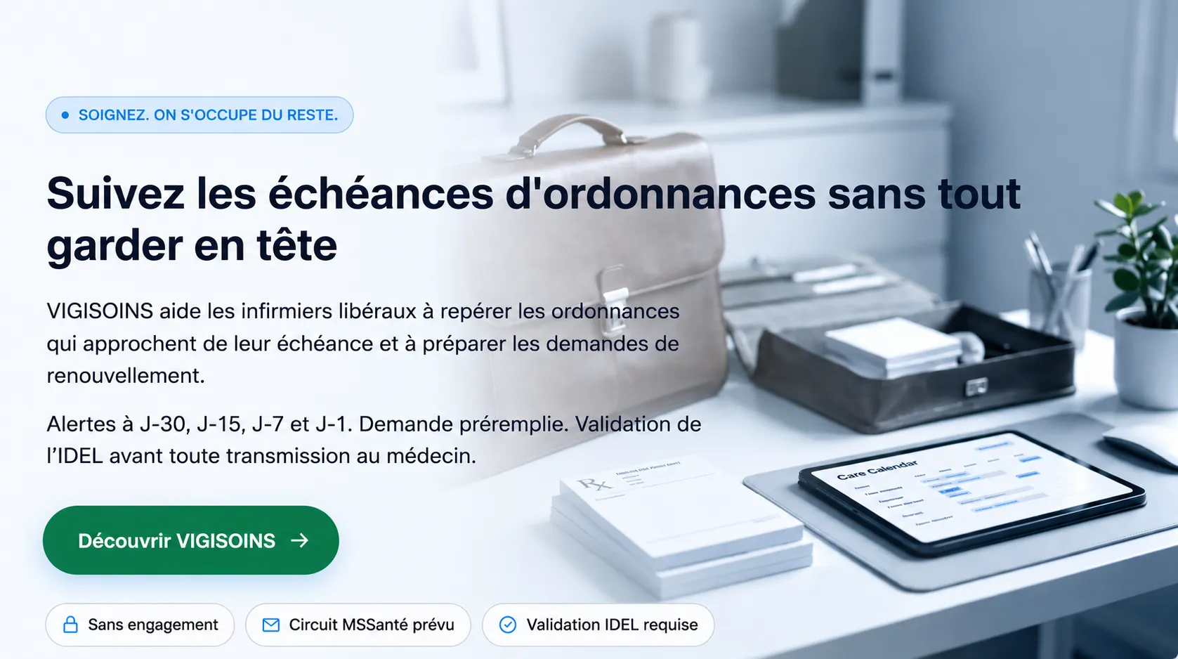 Suivi des échéances d'ordonnances avec VIGISOINS pour les infirmiers libéraux